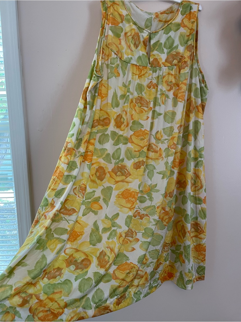 Vanity Fair Blue Label 1960s Yellow Orange Floral Chemise Size L